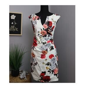 Adrianna Papell Ivory Floral Sheath Dress Size 0